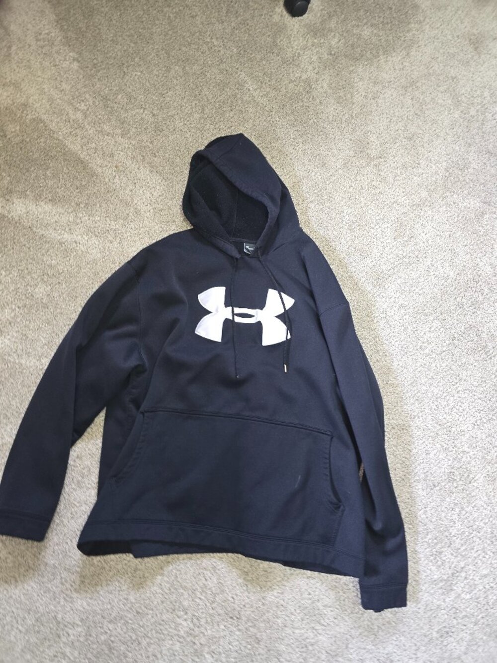 Under Armour Black Logo Pullover Hoodie Sweatshirt Mens Size XXL